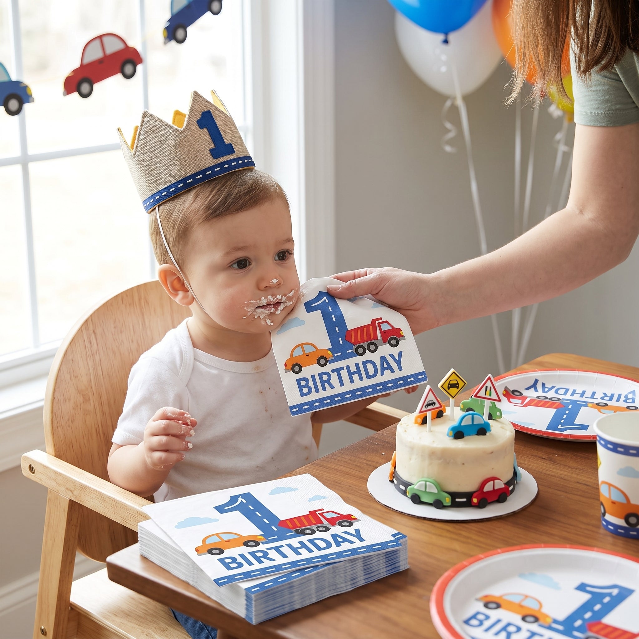On The Road 1st Birthday Beverage Napkins - 5 In. X 5 In.