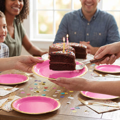 Bright Pink 6.75" Metallic Paper Plates