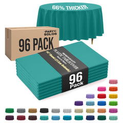 Premium Round Teal Plastic Table Cover | 84 in. | Case of 96