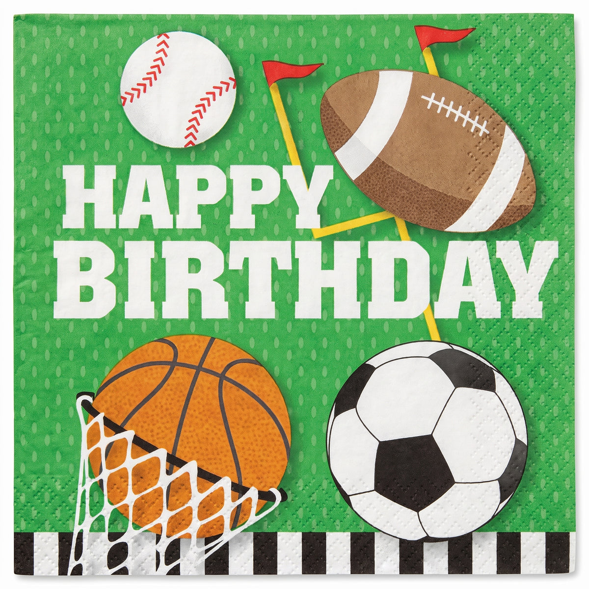 All-Star Sports Birthday Beverage Napkins - 5 In. X 5 In.