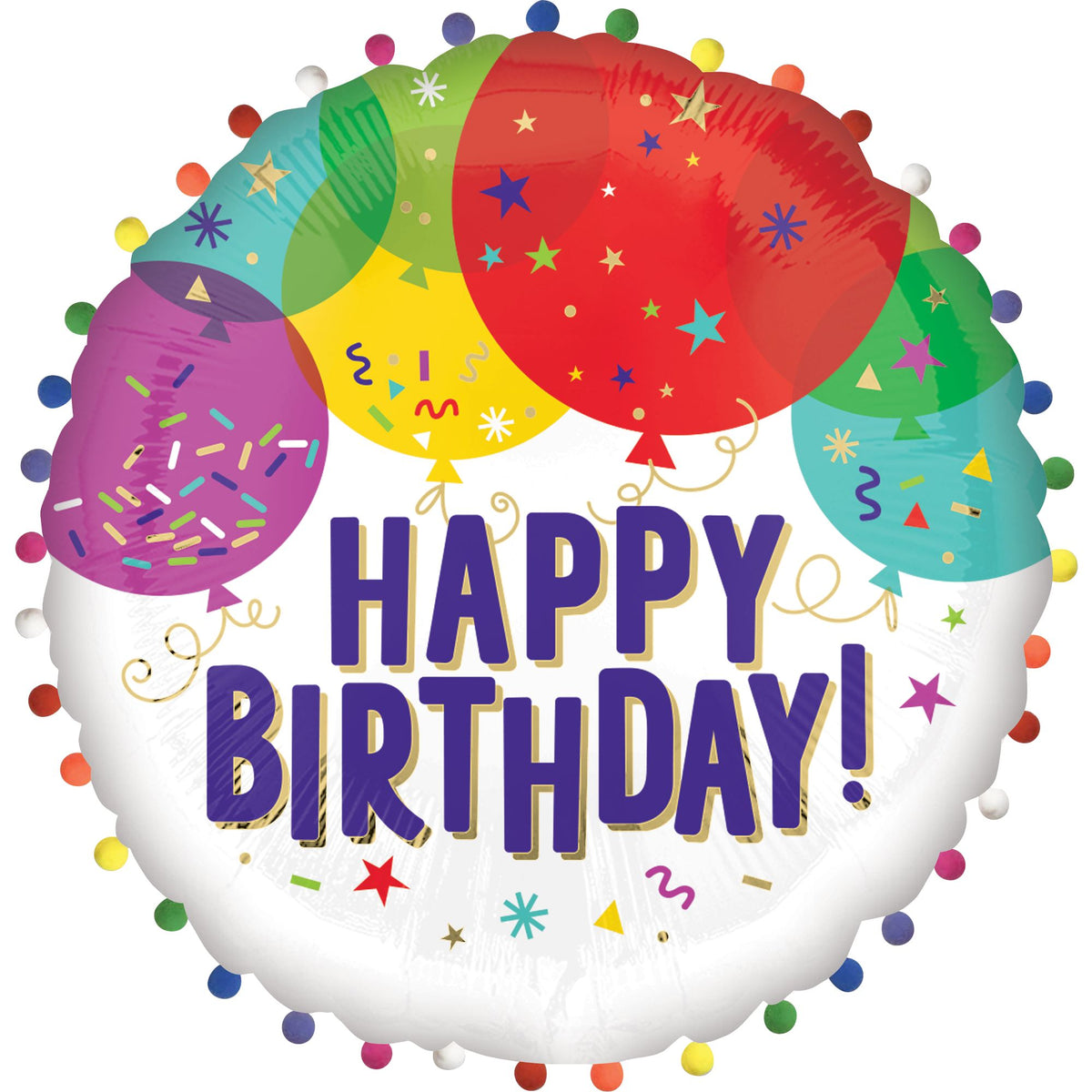 Deluxe Pom Pom Happy Birthday Foil Balloon