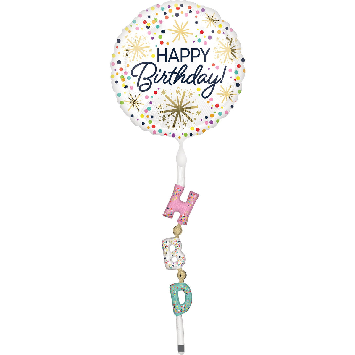 Metallic Happy Birthday Sprinkles Foil Air Walker Balloon