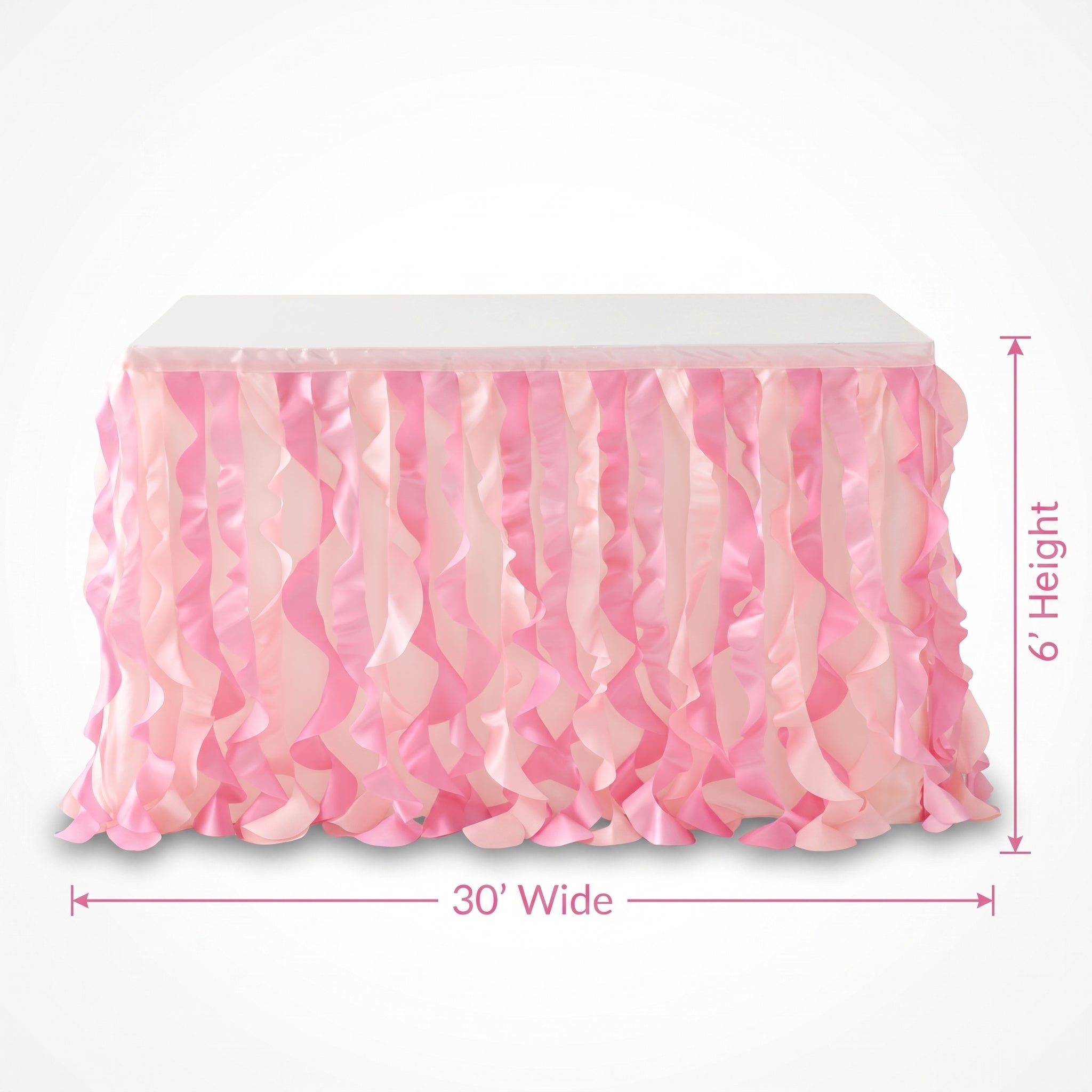 Pink Fabric Ruffle Table Skirt for Baby Shower