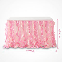 Pink Fabric Ruffle Table Skirt for Baby Shower