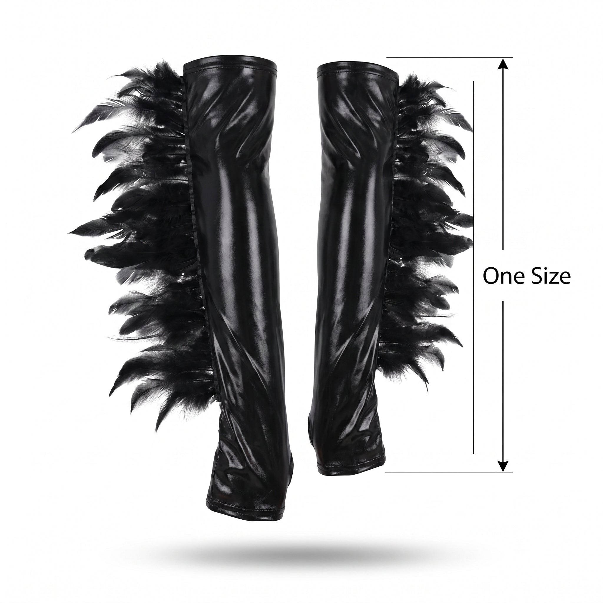 Black Feather Arm Cuffs - Opera Length Halloween Accessory