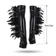 Black Feather Arm Cuffs - Opera Length Halloween Accessory