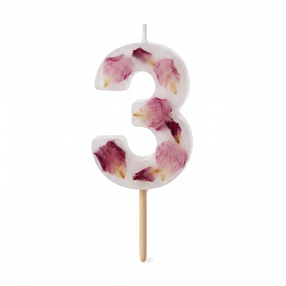 Ginger Ray Pressed Petal Number 3 Birthday Candle