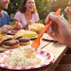 Orange Plastic Forks - 7.5 In. | 20 Count