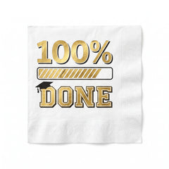 "100% Done" Graduation Luncheon Napkins - 6.5 In. x 6.5 In. - 16 Pack