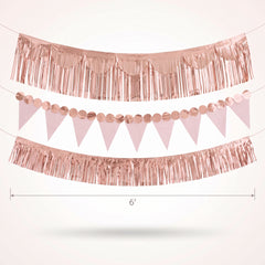 Rose Gold Fringe Banner Kit - Elegant Party Backdrop