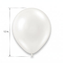White Pearl 12" Latex Balloons - 72 Pack
