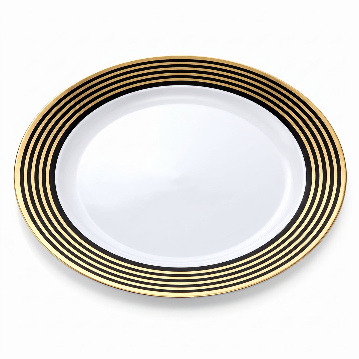 Elegant Gold Striped Premium Plastic Dinner Plates, 10.25", 20-Pack