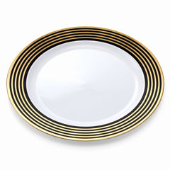 Elegant Gold Striped Premium Plastic Dinner Plates, 10.25", 20-Pack