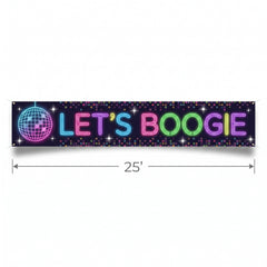 "Let's Boogie" Disco Fever Banner, 25-ft - Retro 70s Party Decoration