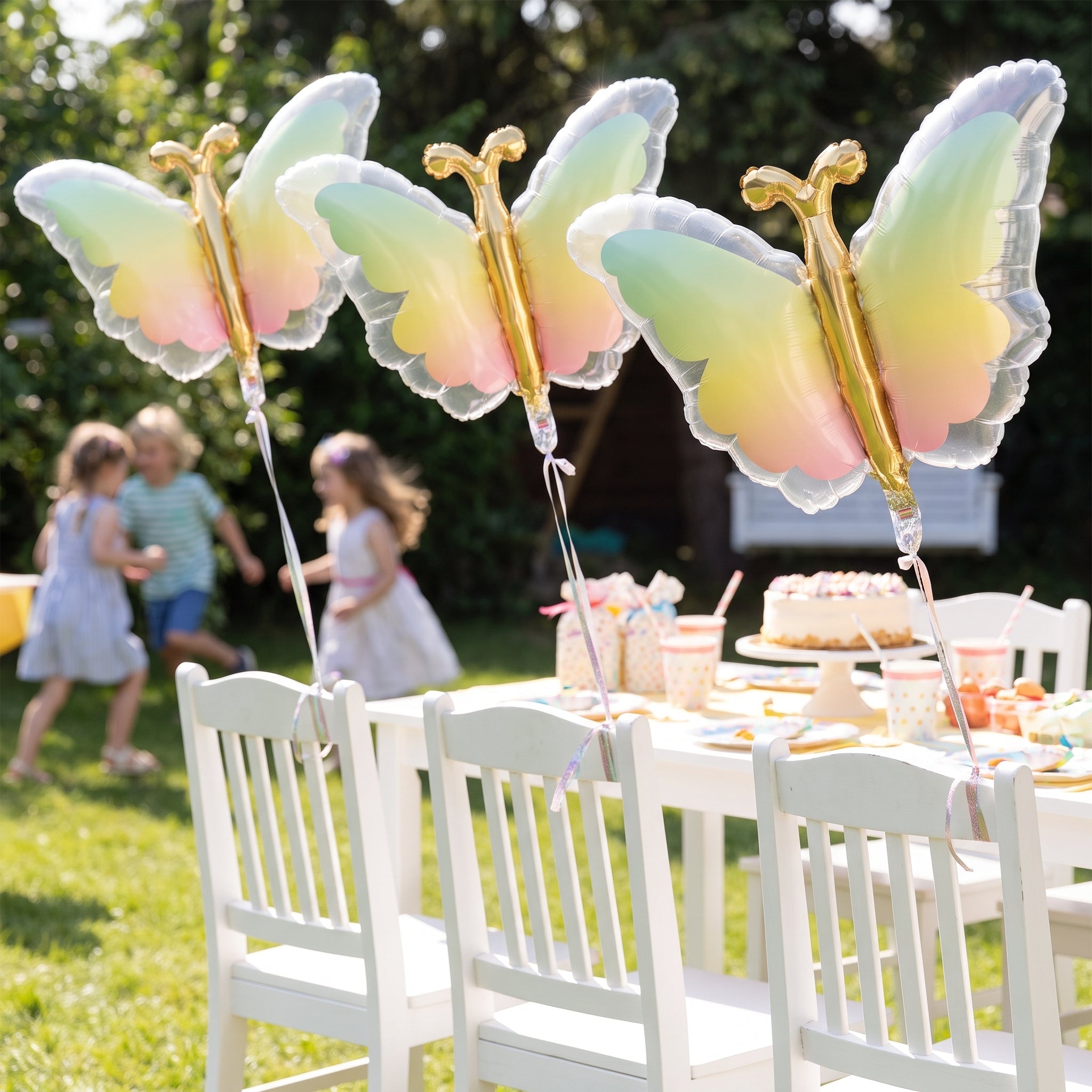 Vibrant Butterfly Satin Foil Balloon Set, 8-Inch, 3-Pack