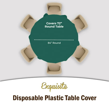 Premium Round Dark Green Plastic Table Cover | Case of 96