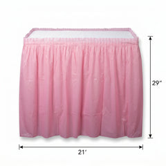 Elegant New Pink Plastic Table Skirt - 168" x 29"