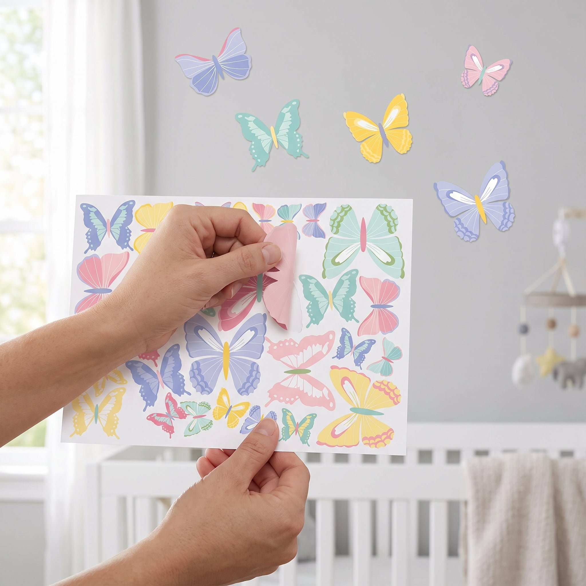 3D Butterfly Cutout Decorations Pack, Multi-Coloured, 30-Piece Set