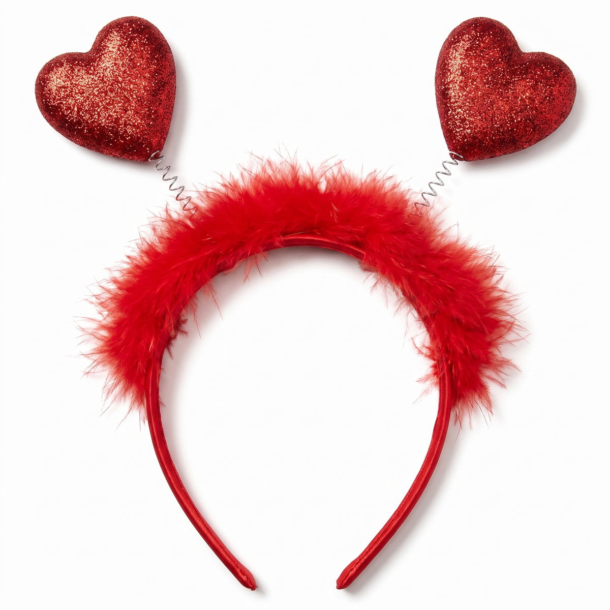 Valentine's Day Red Glitter Heart Head Bopper