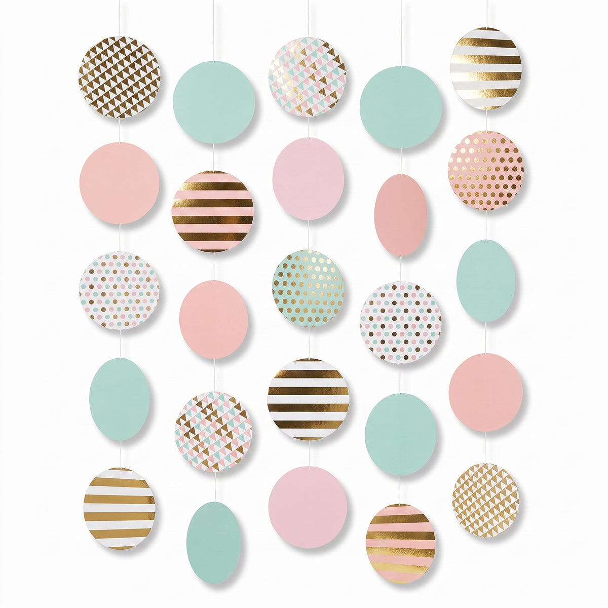 Pastel Circle Hanging String Decorations - 5 Pack