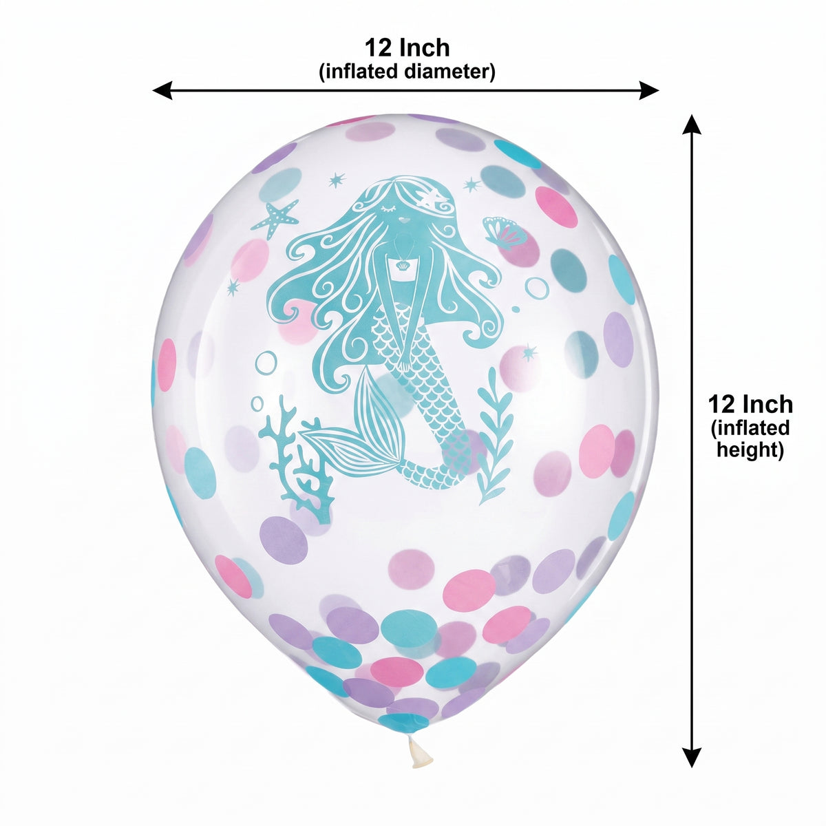 Shimmering Mermaid Confetti Latex Balloons, 12-Inch, 6-Pack