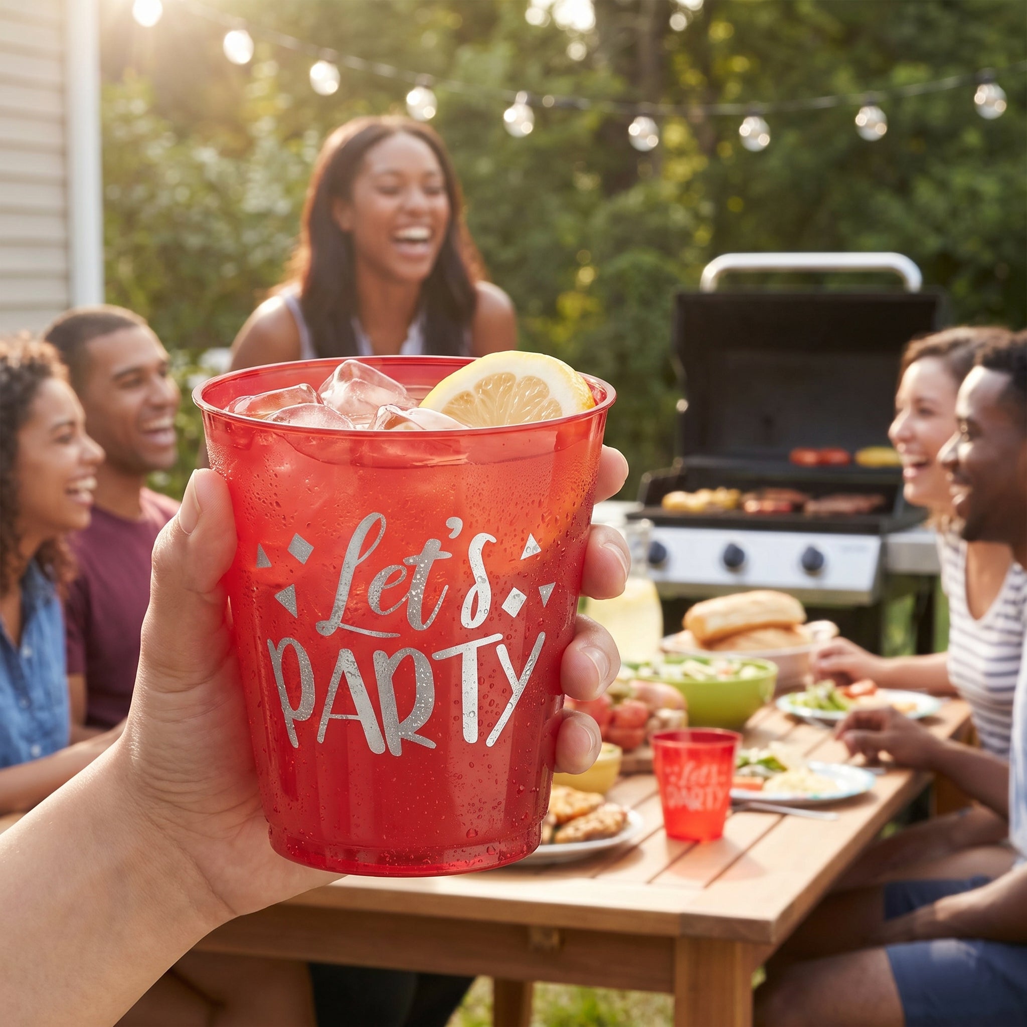 Let's Party Reusable Red Plastic Tumbler Cups, 9oz, 30-Pack