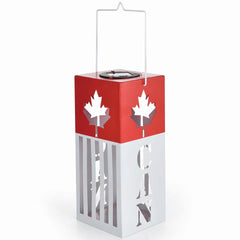 Canada Day Solar Lantern with Maple Leaf Cutouts