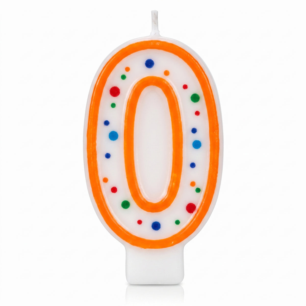 Colorful Polka Dot Number 0 Birthday Candle