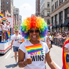 Vibrant Rainbow Curly Wig - Team Spirit Costume Accessory