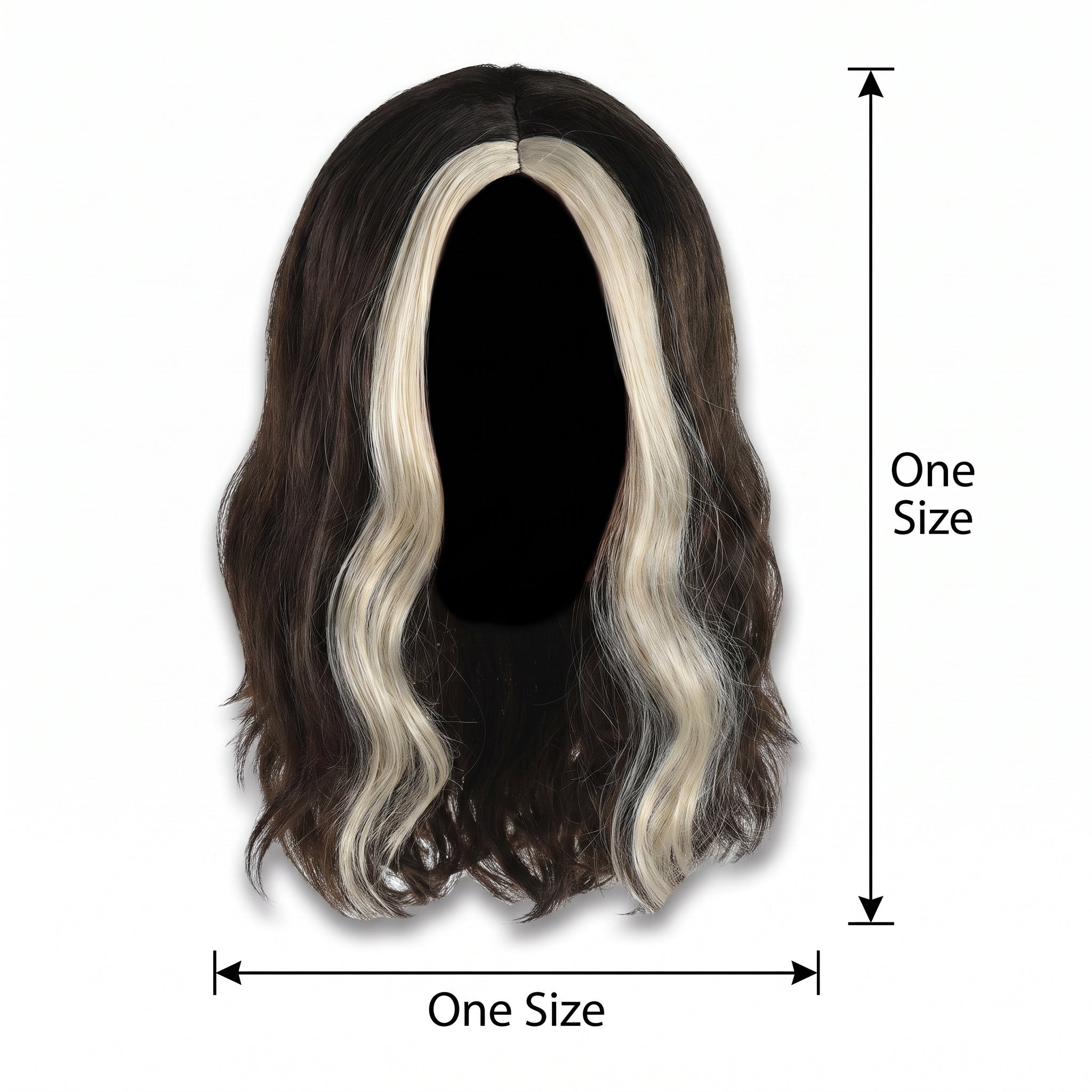 Skunk Stripe Wig for Halloween - Brown and Blonde Wavy Hair