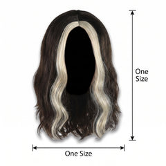 Skunk Stripe Wig for Halloween - Brown and Blonde Wavy Hair