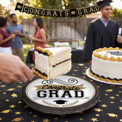 "Congrats Grad" Round Paper Plates - 9-inch, 50 Pack
