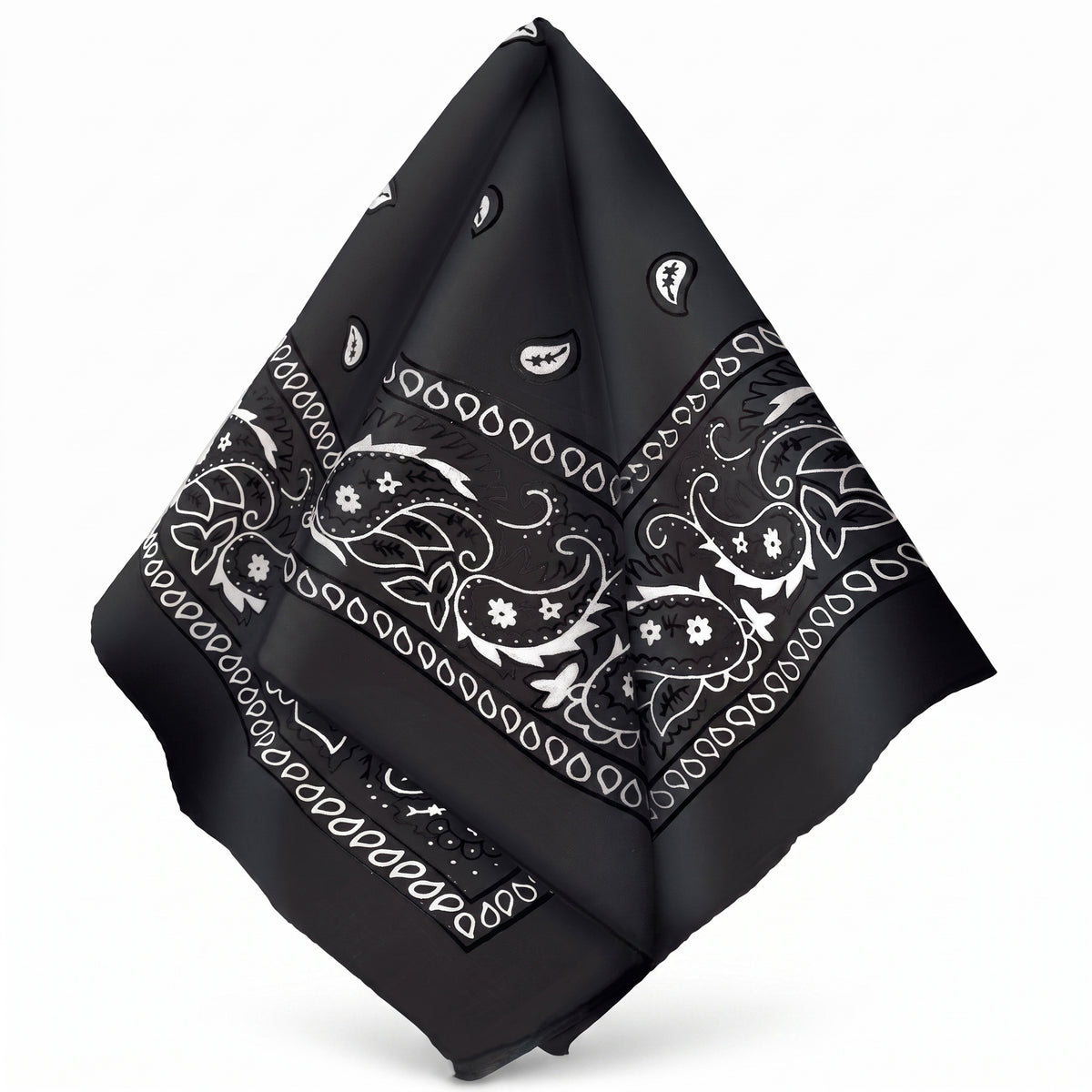 Classic Black Paisley Bandana - Versatile Wearable Accessory