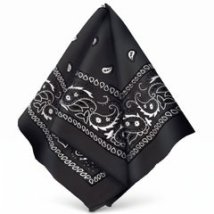 Classic Black Paisley Bandana - Versatile Wearable Accessory