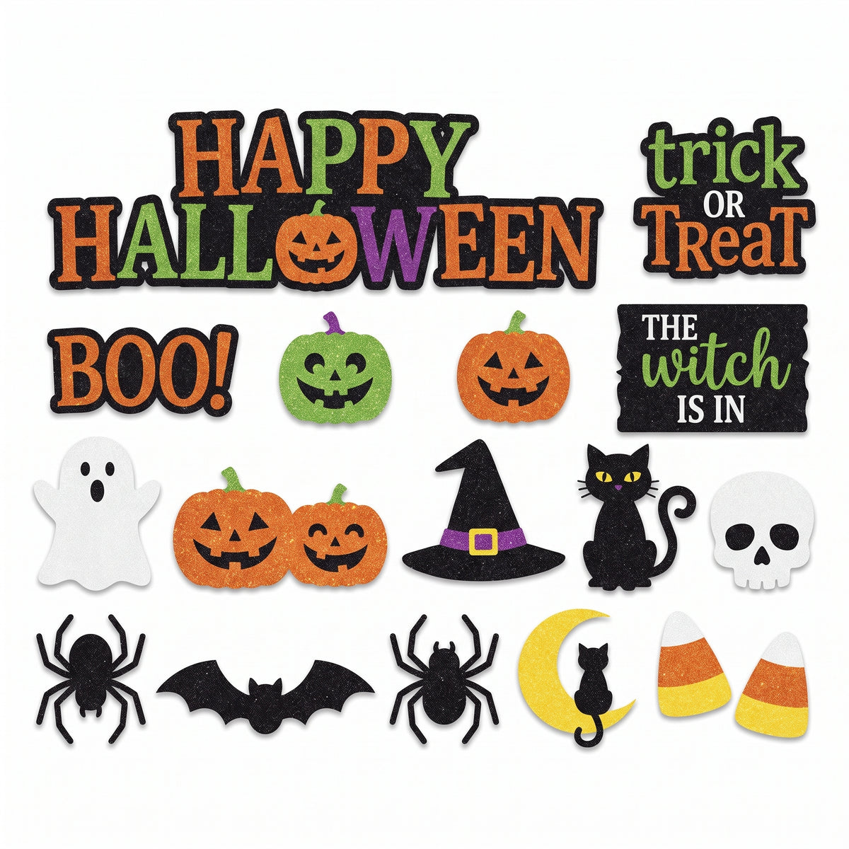 Glitter Halloween Friends Vinyl Window Decorations