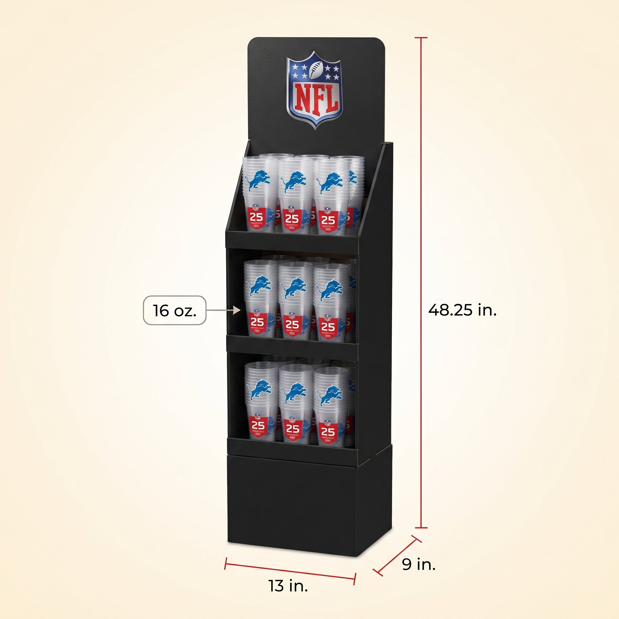 NFL Team 16oz Disposable Cups - Power Panel Display