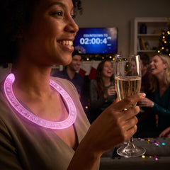 "Happy New Year" Glow-in-the-Dark Necklace Set - Multi-Colored, 6-Pack