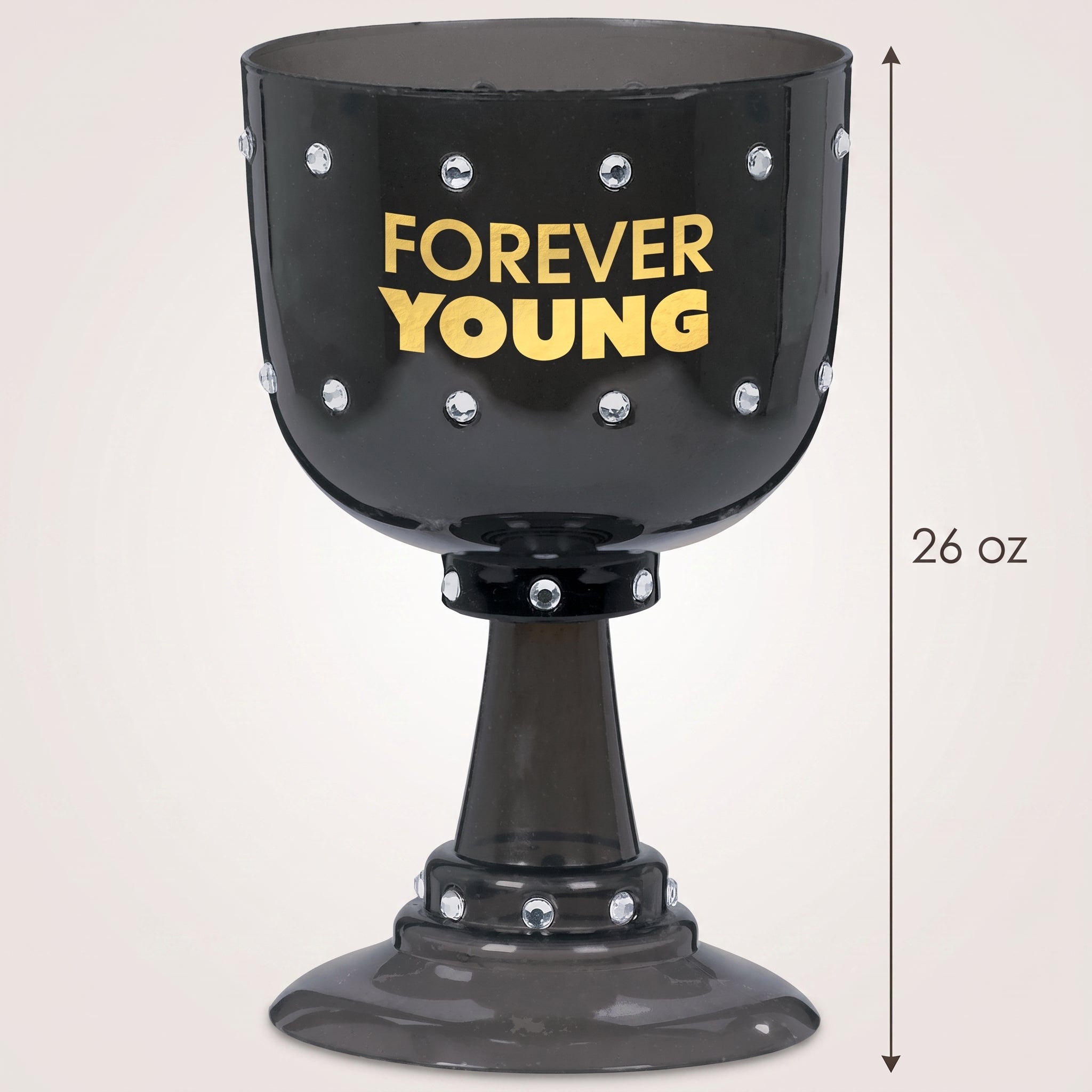 Sparkling "Forever Young" Rhinestone Goblet, 26 oz