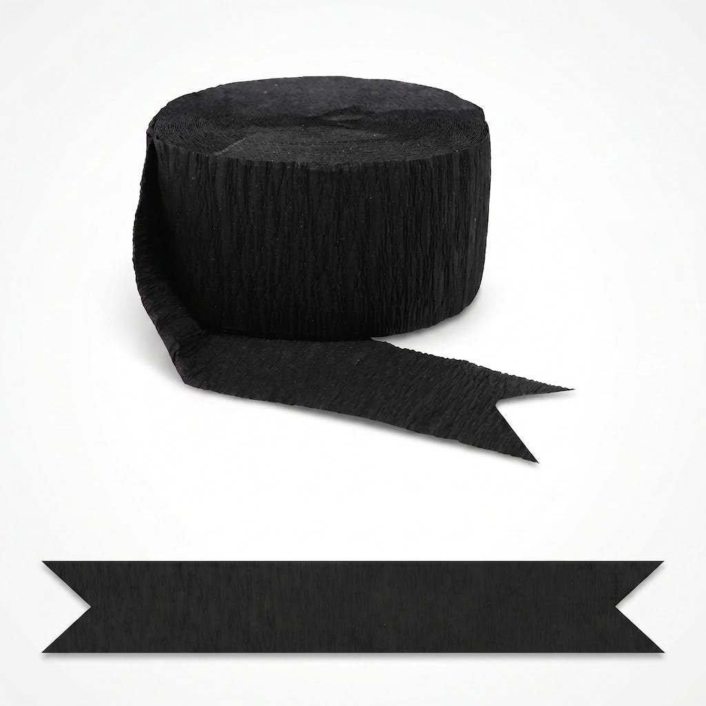 Black Crepe Streamer Roll - 81 Feet