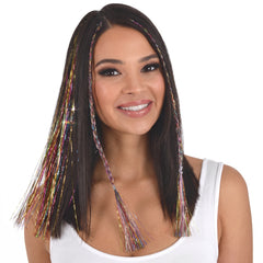 Vibrant Rainbow Tinsel Hair Extensions