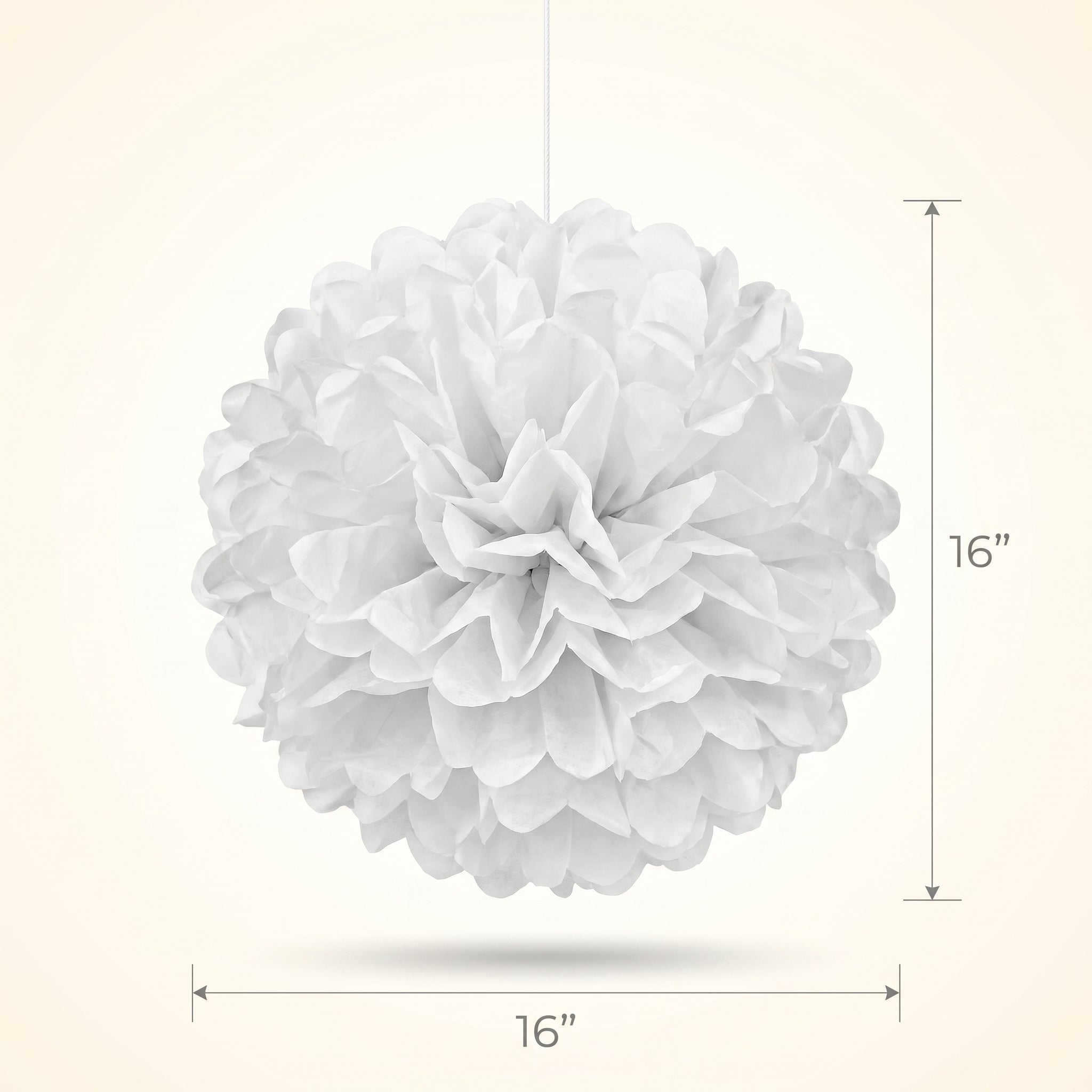 White Fluffy Tissue Pom Pom Decorations, 16-Inch, 3-Pack