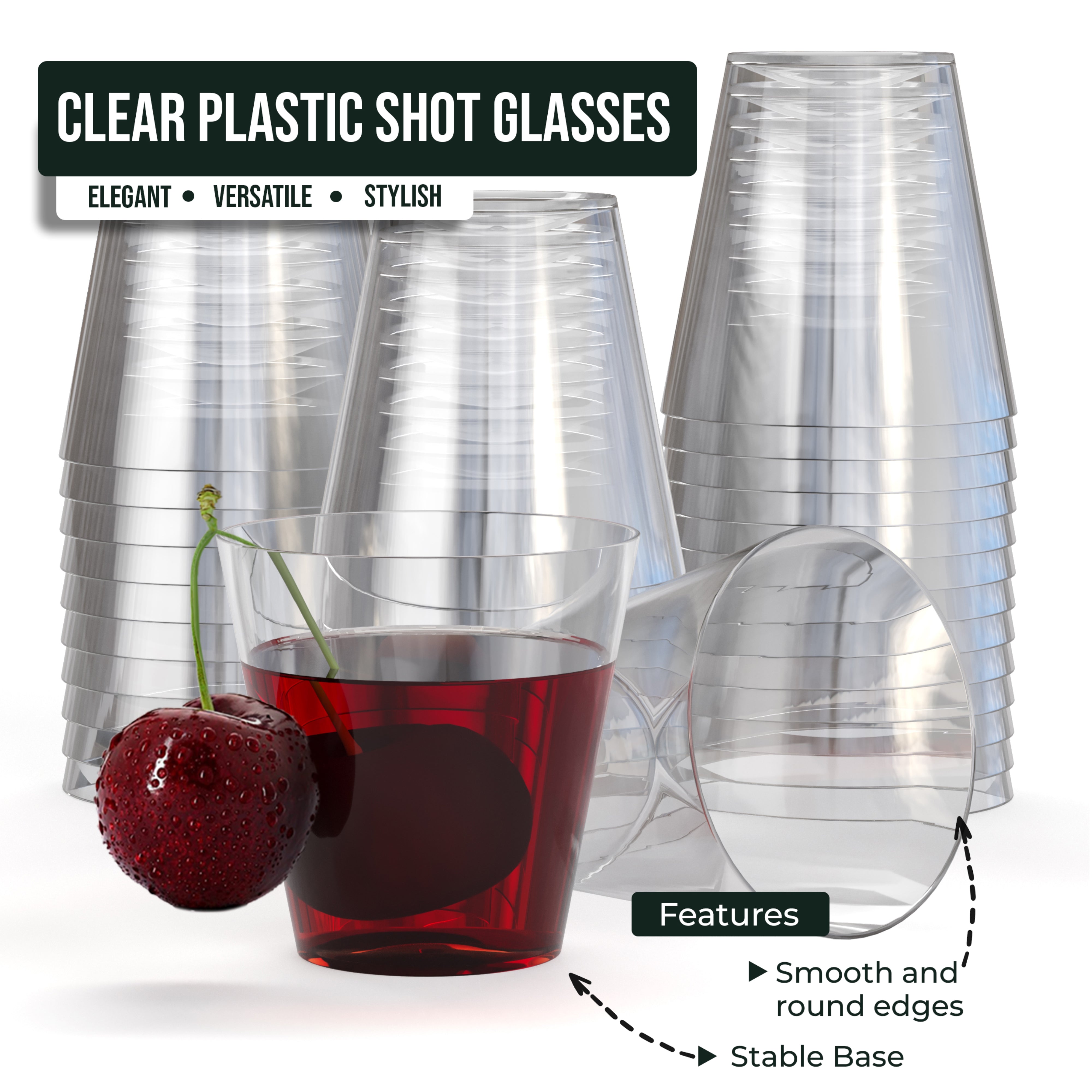 2 Oz. Clear Plastic Shot Glasses | 100 Count