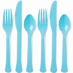 Caribbean Blue Assorted Plastic Cutlery Set - 7.5 in.