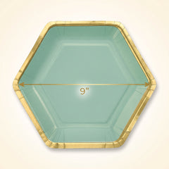 9" Hexagon Metallic Willow Party Plates