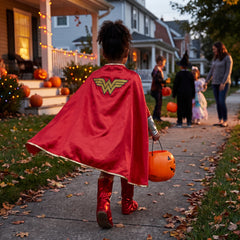 Kids' DC Wonder Woman Cape, Red/Gold, One Size, Wearable Costume Accessory for Halloween