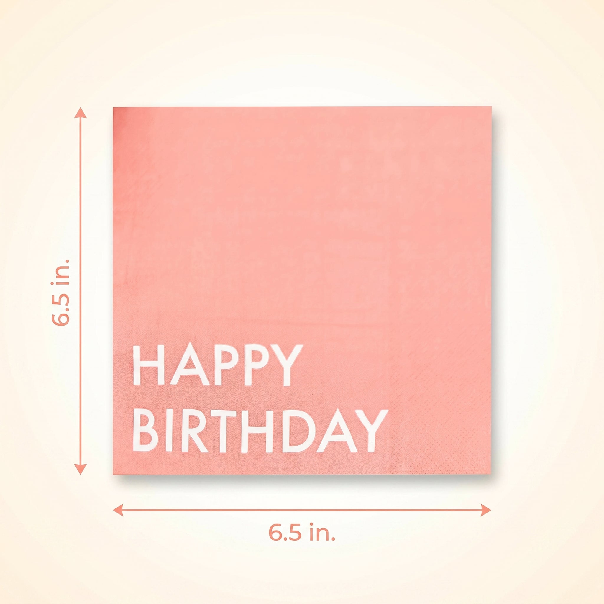 Bright Pastel "Happy Birthday" Coral Lunch Napkins - 6.5 In. x 6.5 In., 16-Pack