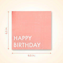 Bright Pastel "Happy Birthday" Coral Lunch Napkins - 6.5 In. x 6.5 In., 16-Pack