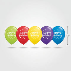 Vibrant Confetti Happy Birthday Latex Balloons, 11-Inch, 15-Pack