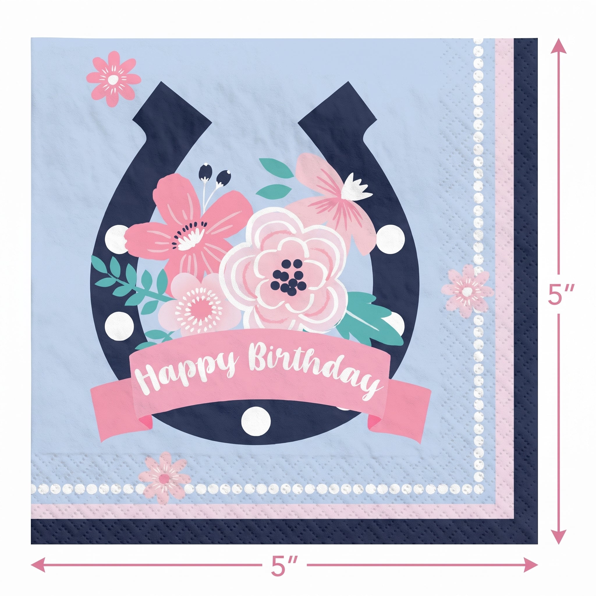 Saddle Up "Happy Birthday" Beverage Napkins - 16 Pack - 5 In. X 5 In.