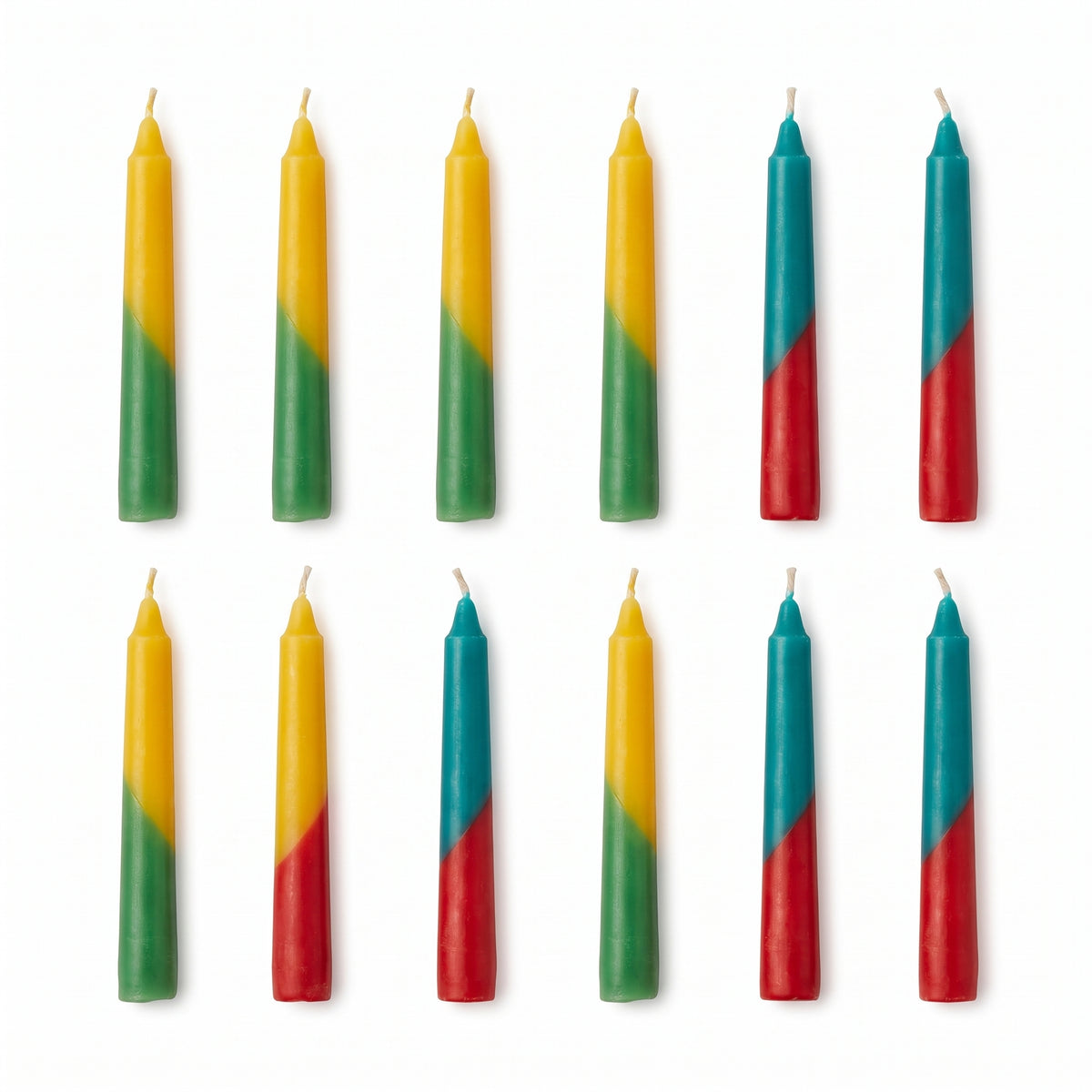 Beeswax & Palm Wax Spiral Birthday Candles, Multicolour, 12-Pack